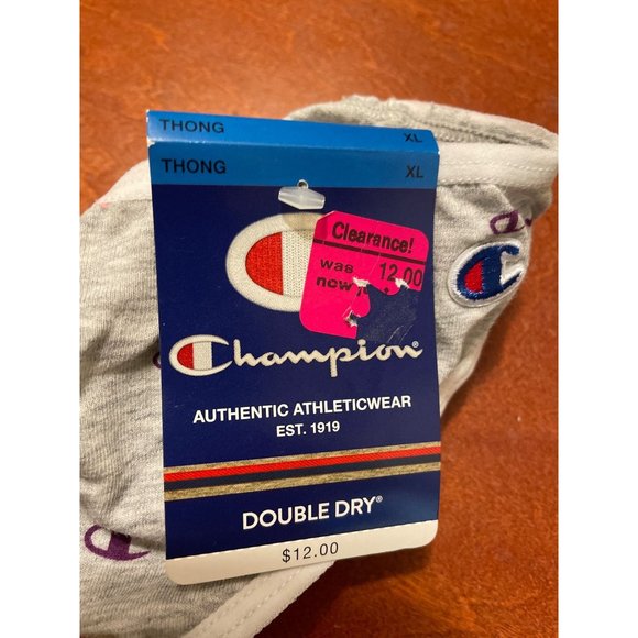 Women's Cheeky Thong Double Dry Underwear - Champion Gray Logo XL - Picture 5 of 6